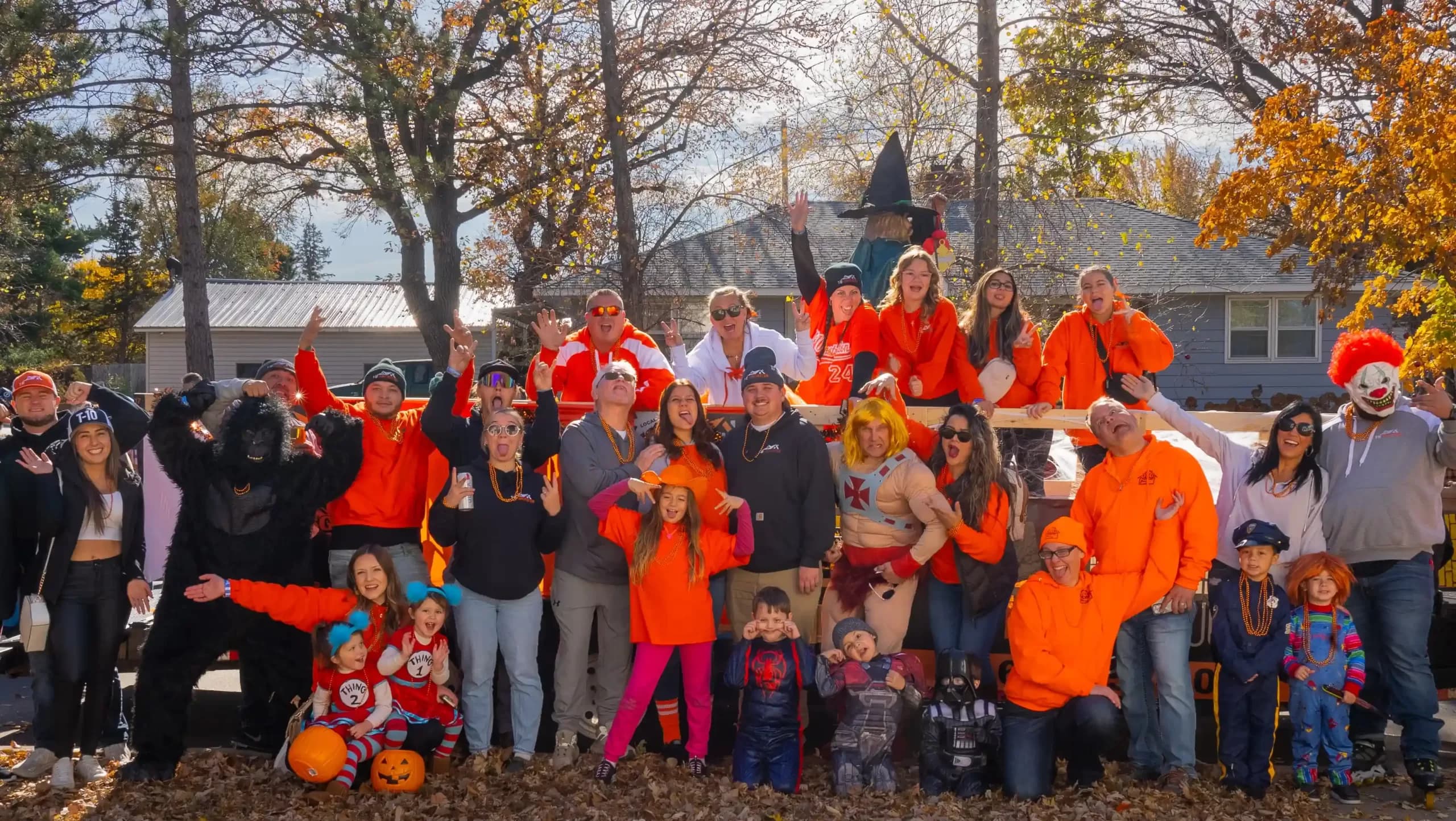 T-10 Construction team and families at a local Halloween parade