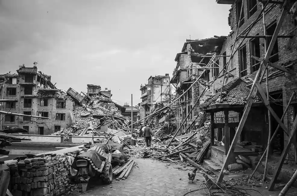 Destroyed rooftop in hometown