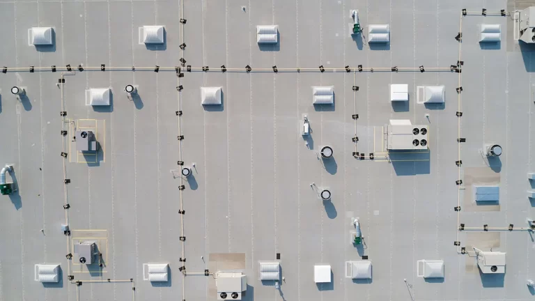 Birdseye view of a commercial roof