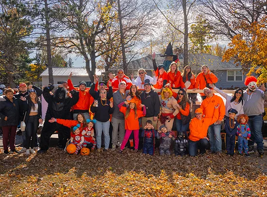 The T-10 Construction Team poses during the Anoka Halloween Parade